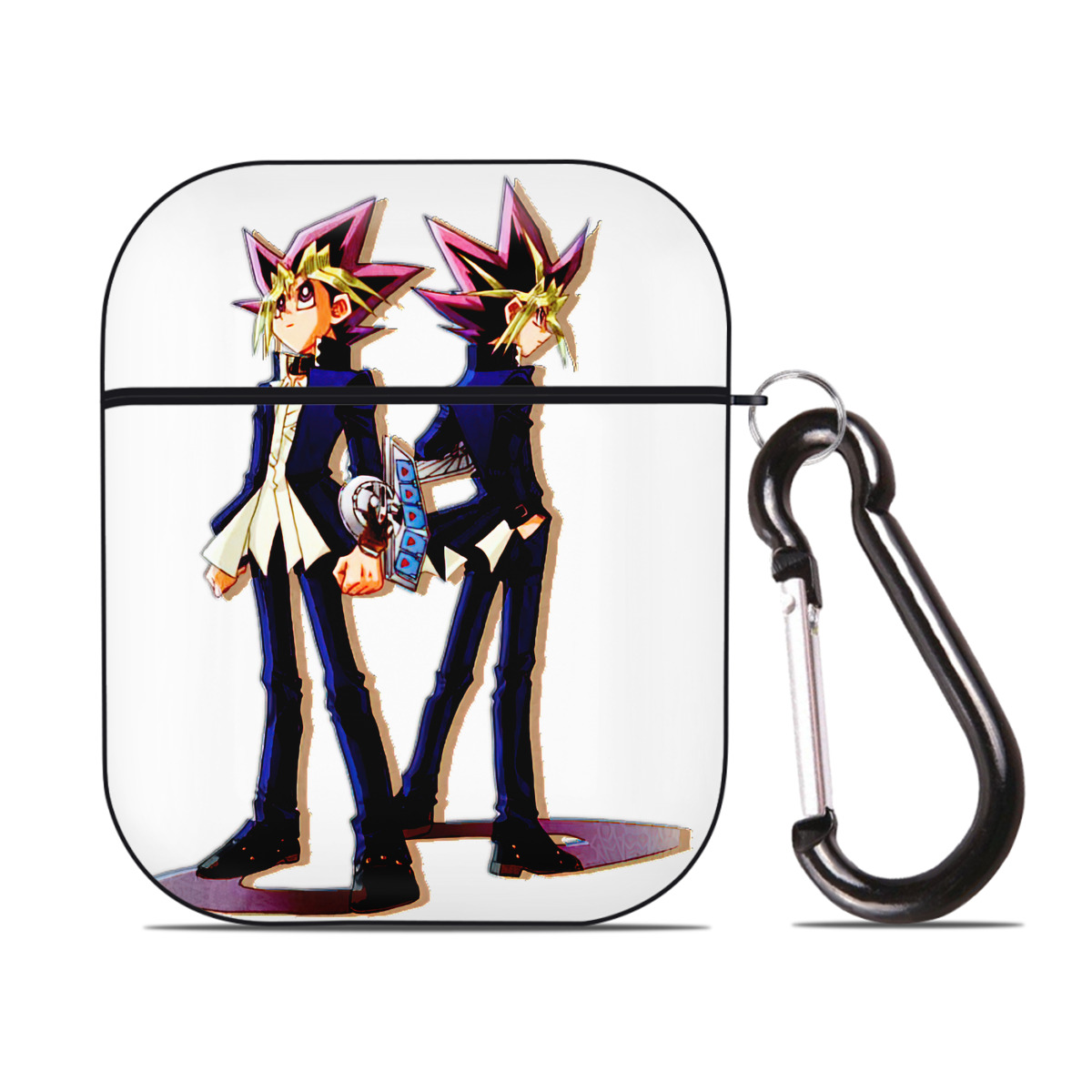 （画像用） 遊☆戯☆王 Yu-Gi-Oh! AirPods 第2世代保護ケース ハードシェル ブラック 耐衝撃・防指紋・カラビナ付き