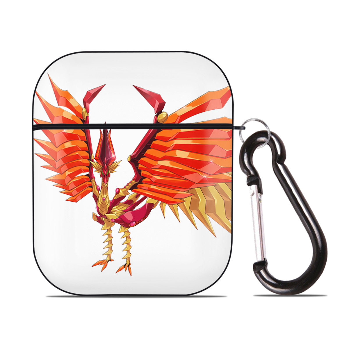 （画像用） 遊☆戯☆王 Yu-Gi-Oh! AirPods 第2世代保護ケース ハードシェル ブラック 耐衝撃・防指紋・カラビナ付き