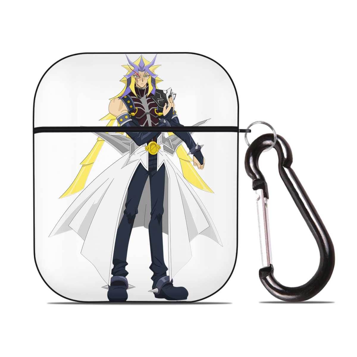 （画像用） 遊☆戯☆王 Yu-Gi-Oh! AirPods 第2世代保護ケース ハードシェル ブラック 耐衝撃・防指紋・カラビナ付き