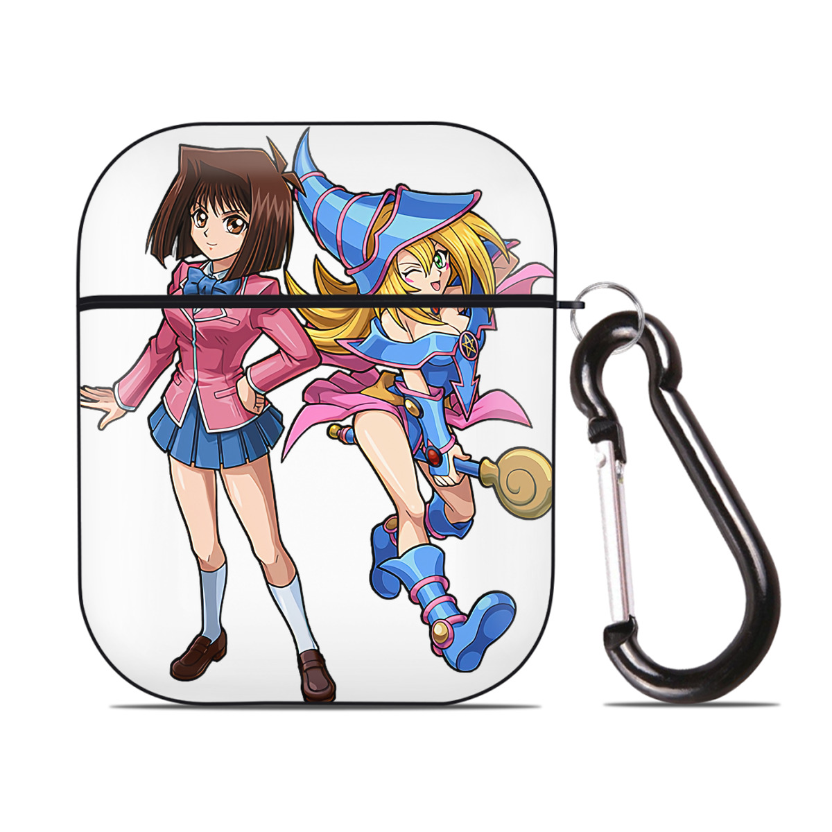 （画像用） 遊☆戯☆王 Yu-Gi-Oh! AirPods 第2世代保護ケース ハードシェル ブラック 耐衝撃・防指紋・カラビナ付き