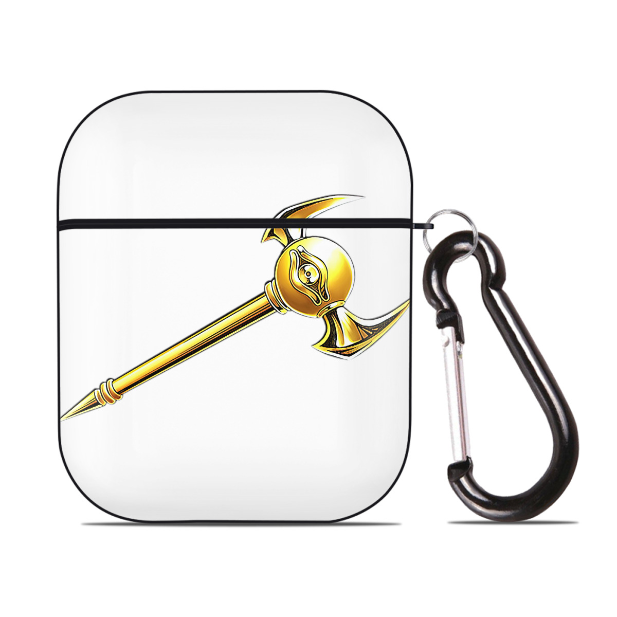 （画像用） 遊☆戯☆王 Yu-Gi-Oh! AirPods 第2世代保護ケース ハードシェル ブラック 耐衝撃・防指紋・カラビナ付き