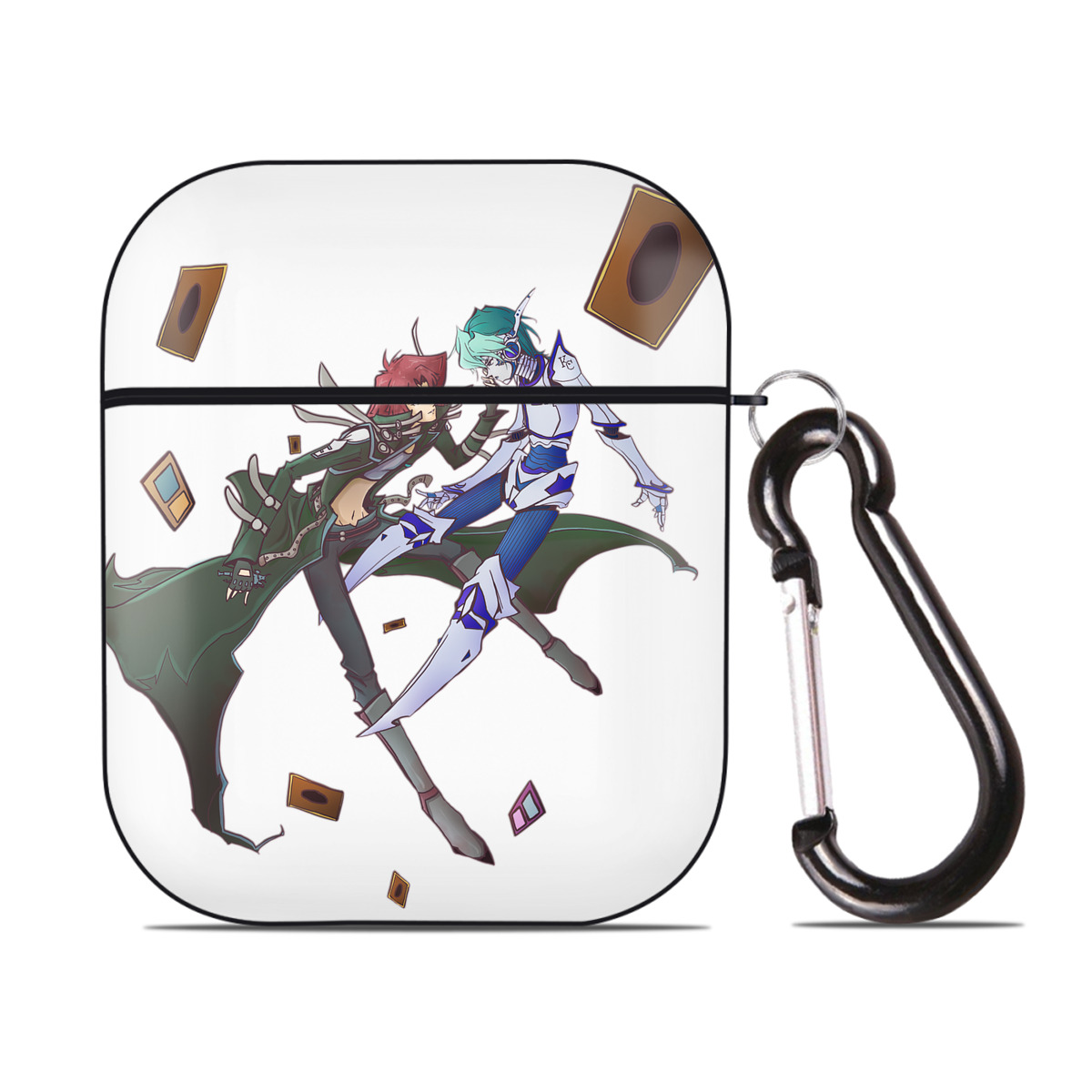 （画像用） 遊☆戯☆王 Yu-Gi-Oh! AirPods 第2世代保護ケース ハードシェル ブラック 耐衝撃・防指紋・カラビナ付き