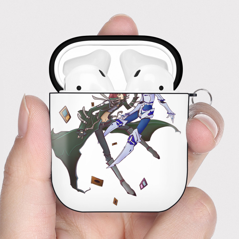 （画像用） 遊☆戯☆王 Yu-Gi-Oh! AirPods 第2世代保護ケース ハードシェル ブラック 耐衝撃・防指紋・カラビナ付き