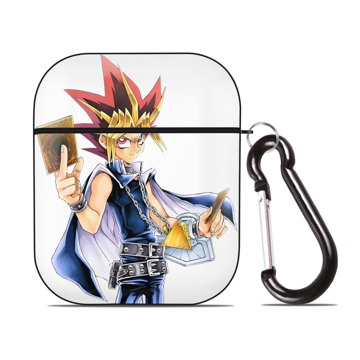（画像用） 遊☆戯☆王 Yu-Gi-Oh! AirPods 第2世代保護ケース ハードシェル ブラック 耐衝撃・防指紋・カラビナ付き