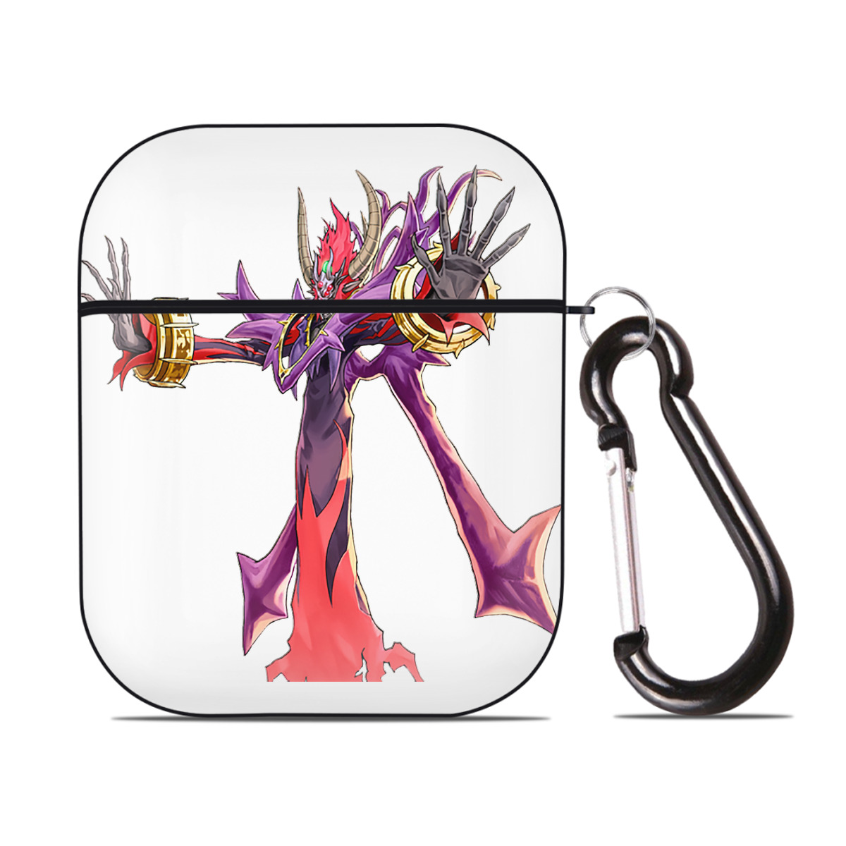 （画像用） 遊☆戯☆王 Yu-Gi-Oh! AirPods 第2世代保護ケース ハードシェル ブラック 耐衝撃・防指紋・カラビナ付き