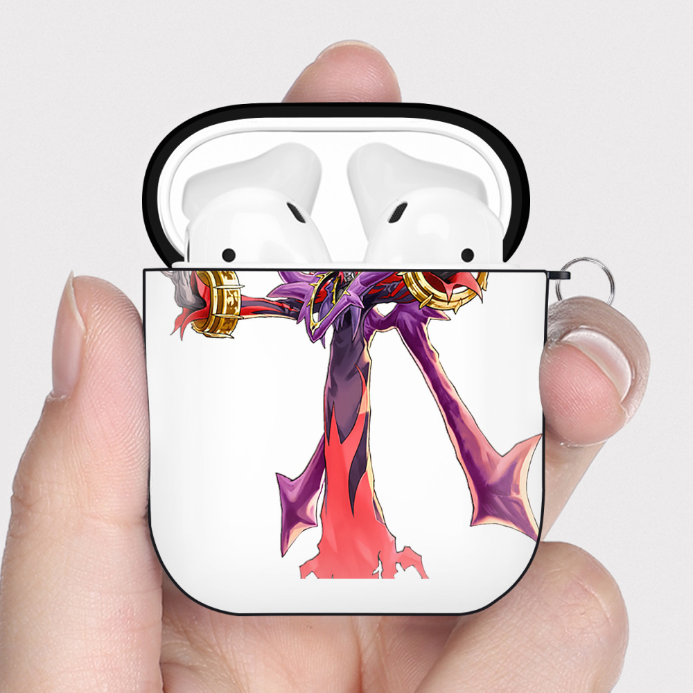 （画像用） 遊☆戯☆王 Yu-Gi-Oh! AirPods 第2世代保護ケース ハードシェル ブラック 耐衝撃・防指紋・カラビナ付き