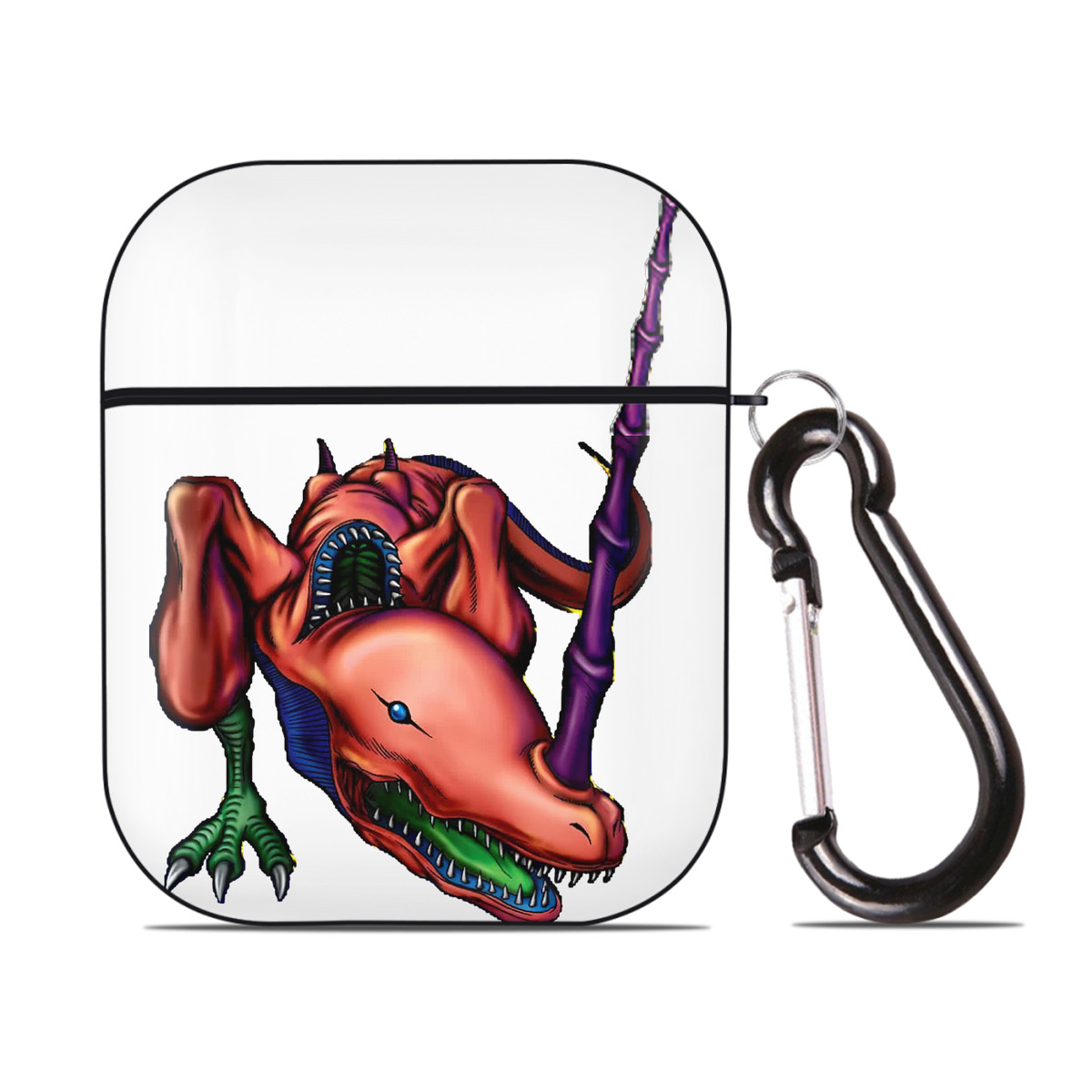 （画像用） 遊☆戯☆王 Yu-Gi-Oh! AirPods 第2世代保護ケース ハードシェル ブラック 耐衝撃・防指紋・カラビナ付き