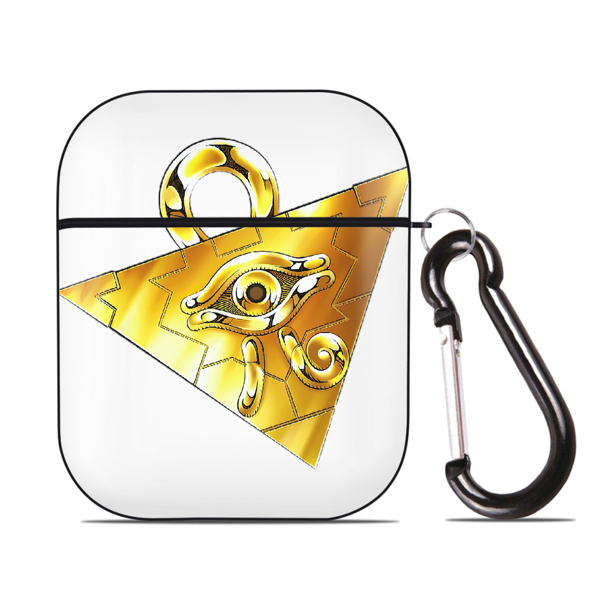 （画像用） 遊☆戯☆王 Yu-Gi-Oh! AirPods 第2世代保護ケース ハードシェル ブラック 耐衝撃・防指紋・カラビナ付き