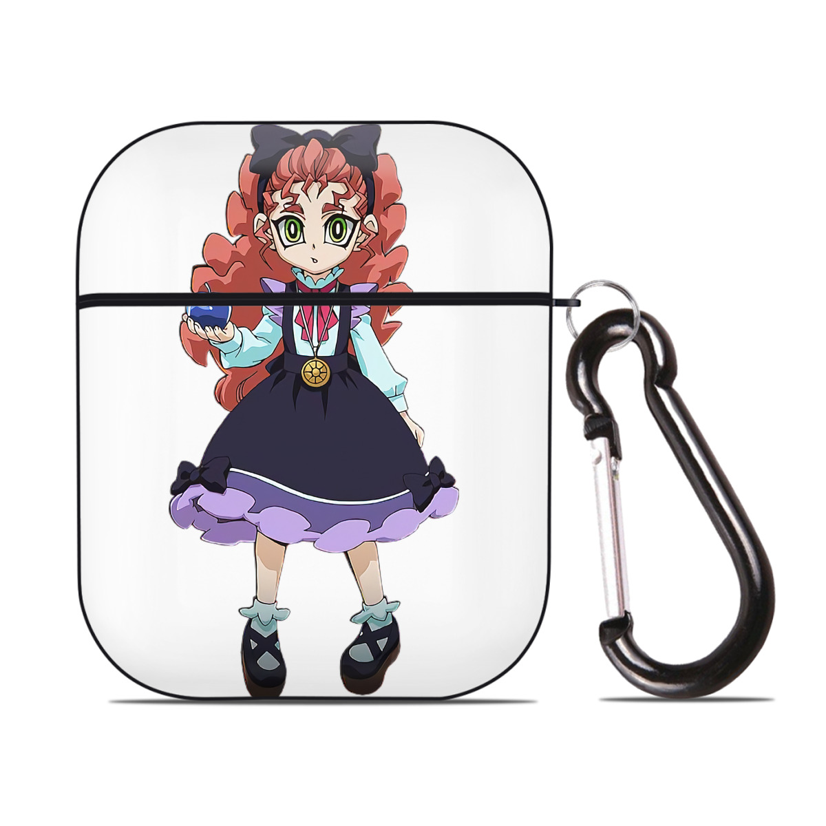 （画像用） 遊☆戯☆王 Yu-Gi-Oh! AirPods 第2世代保護ケース ハードシェル ブラック 耐衝撃・防指紋・カラビナ付き