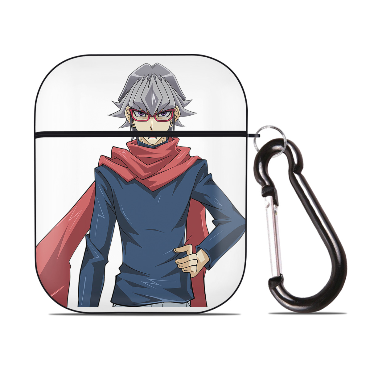 （画像用） 遊☆戯☆王 Yu-Gi-Oh! AirPods 第2世代保護ケース ハードシェル ブラック 耐衝撃・防指紋・カラビナ付き