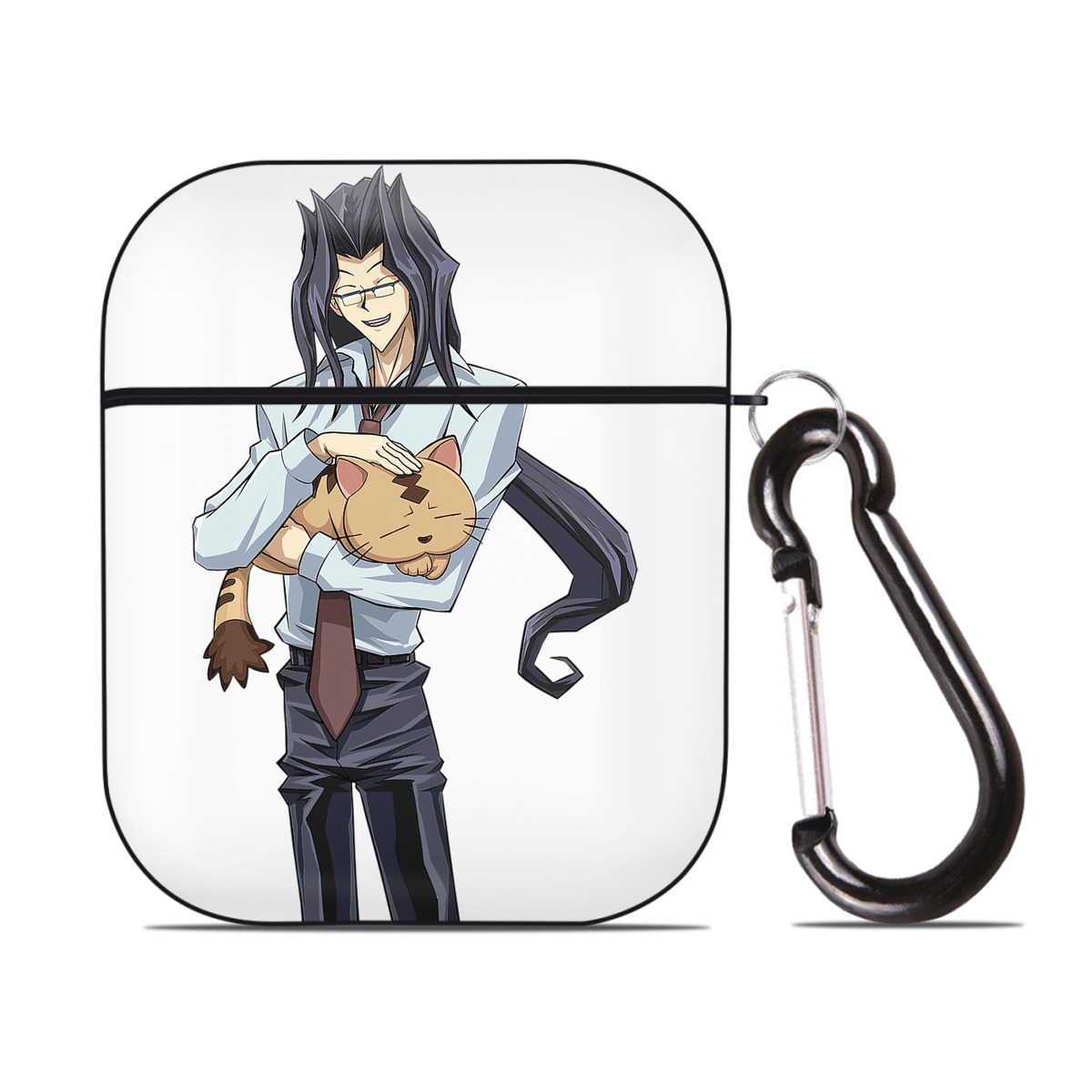 （画像用） 遊☆戯☆王 Yu-Gi-Oh! AirPods 第2世代保護ケース ハードシェル ブラック 耐衝撃・防指紋・カラビナ付き