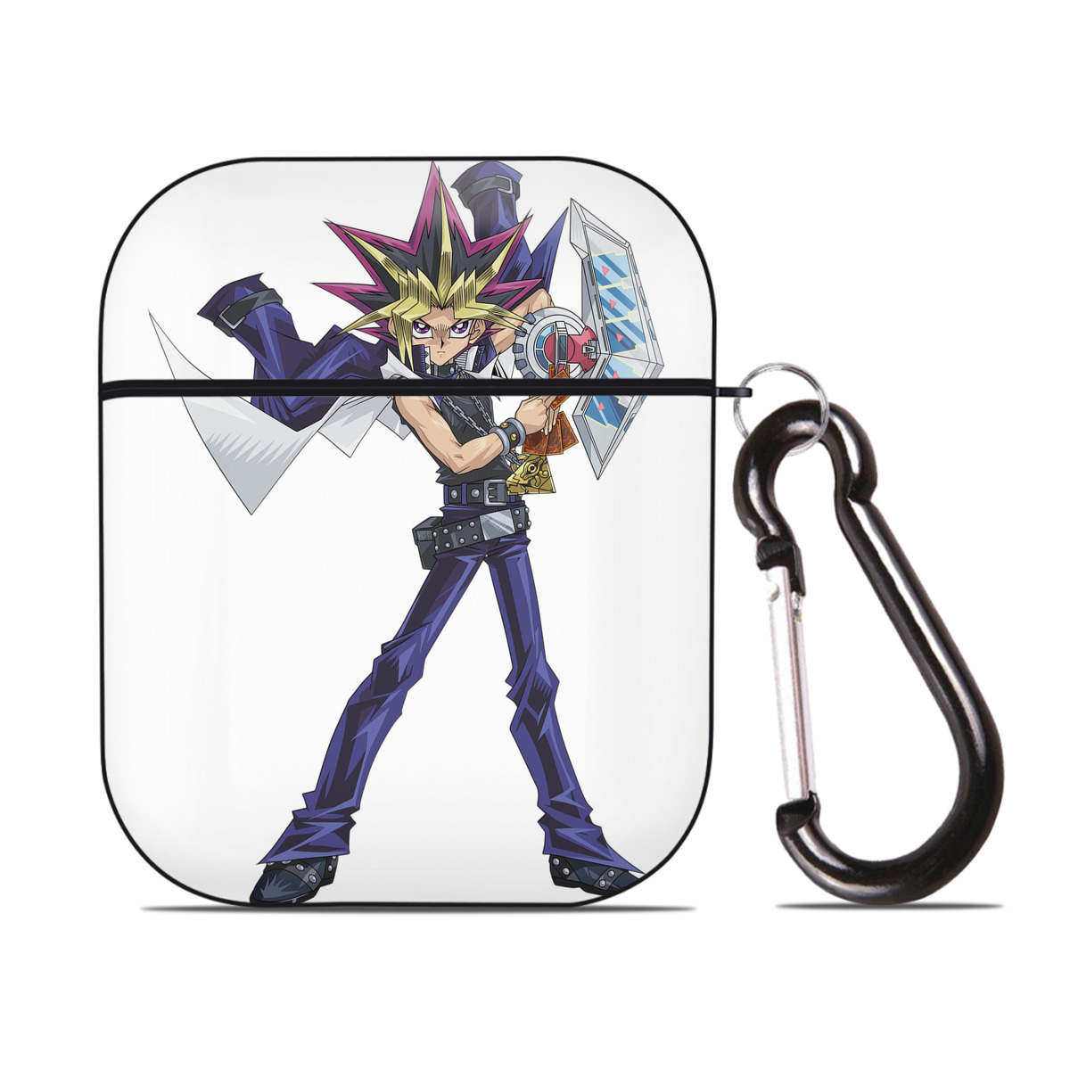 （画像用） 遊☆戯☆王 Yu-Gi-Oh! AirPods 第2世代保護ケース ハードシェル ブラック 耐衝撃・防指紋・カラビナ付き