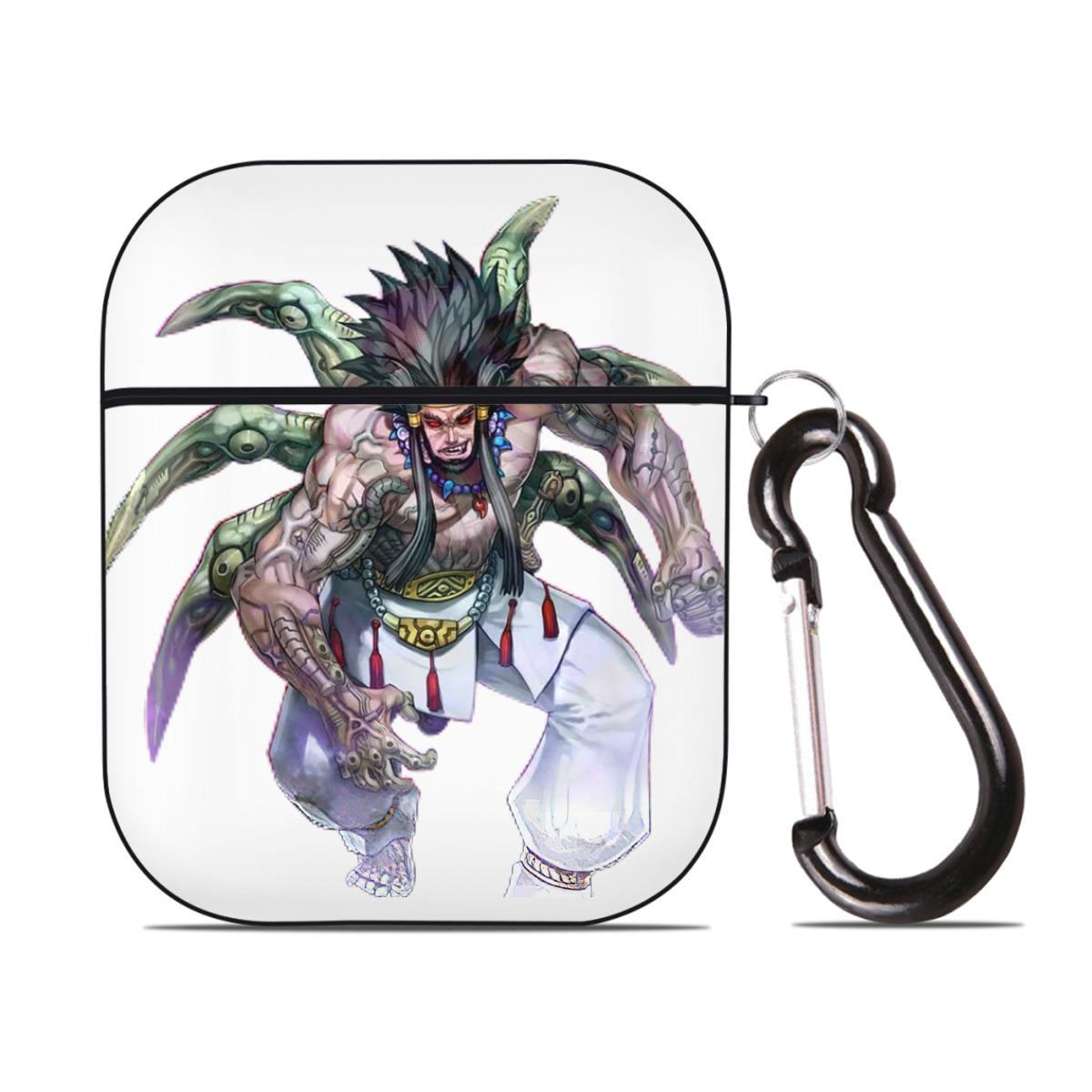 （画像用） 遊☆戯☆王 Yu-Gi-Oh! AirPods 第2世代保護ケース ハードシェル ブラック 耐衝撃・防指紋・カラビナ付き