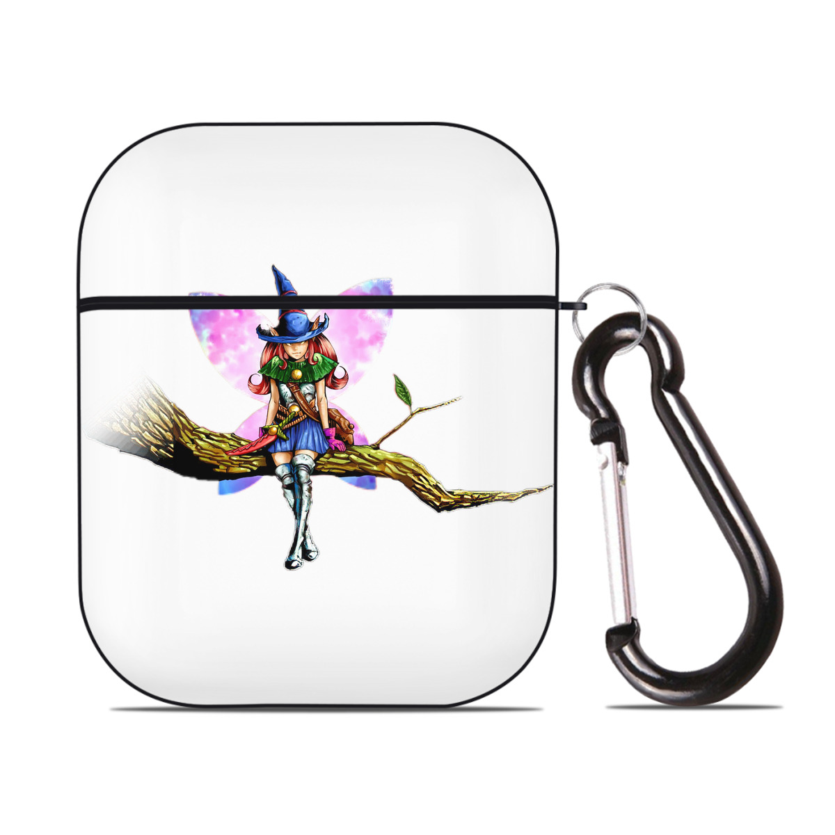 （画像用） 遊☆戯☆王 Yu-Gi-Oh! AirPods 第2世代保護ケース ハードシェル ブラック 耐衝撃・防指紋・カラビナ付き