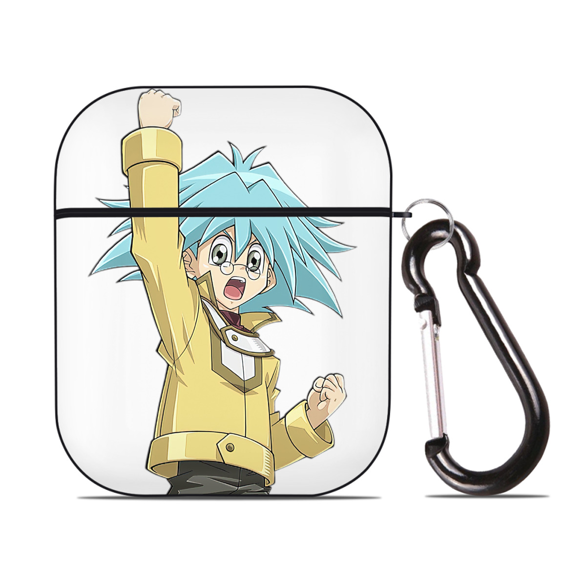 （画像用） 遊☆戯☆王 Yu-Gi-Oh! AirPods 第2世代保護ケース ハードシェル ブラック 耐衝撃・防指紋・カラビナ付き