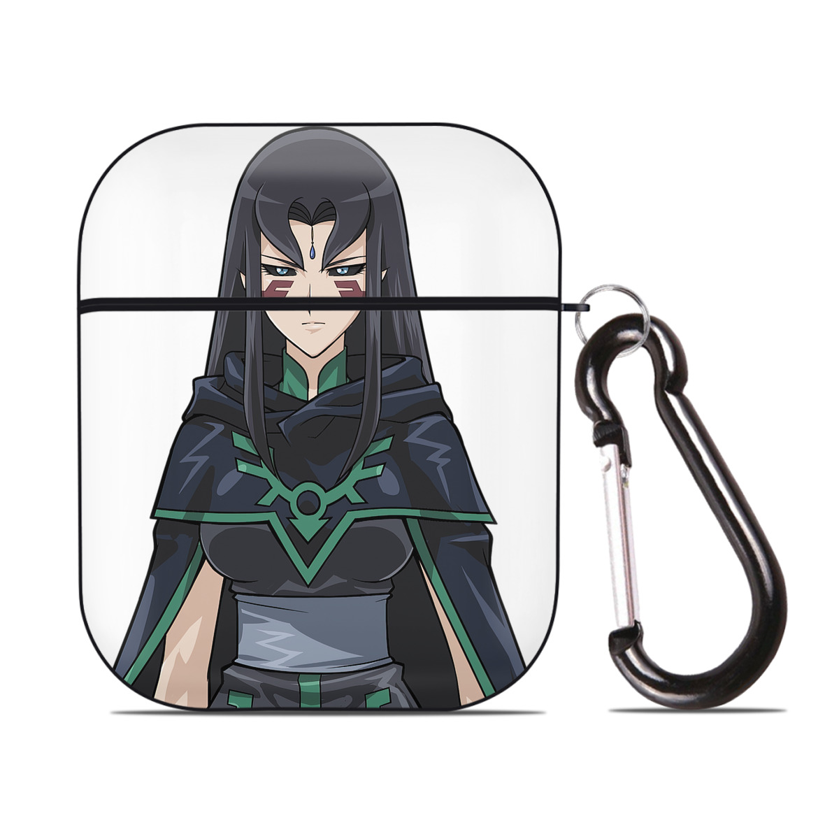 （画像用） 遊☆戯☆王 Yu-Gi-Oh! AirPods 第2世代保護ケース ハードシェル ブラック 耐衝撃・防指紋・カラビナ付き