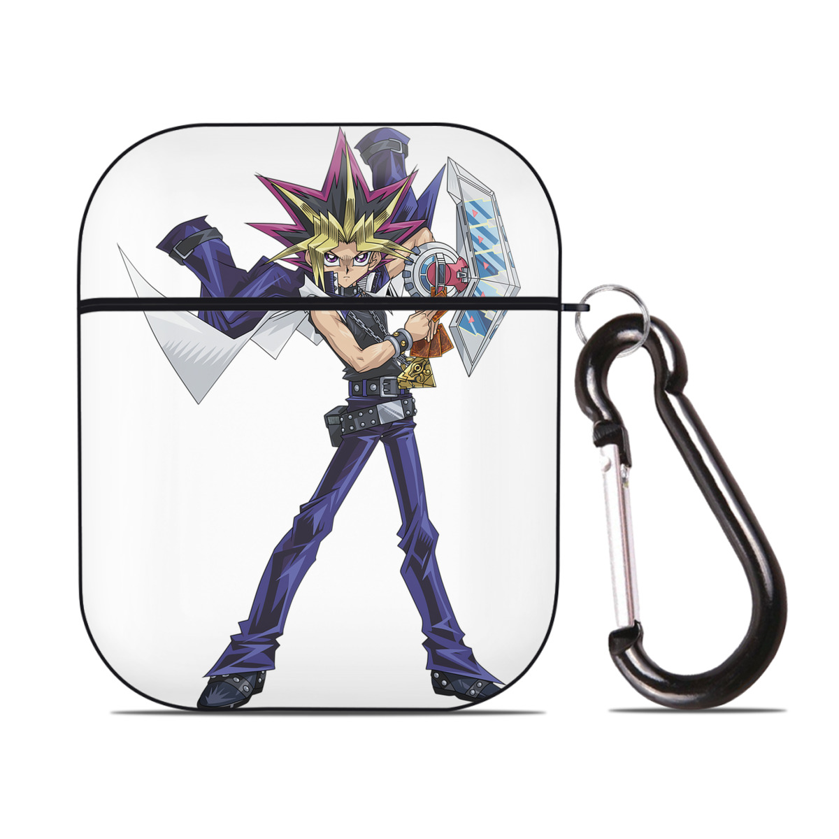 （画像用） 遊☆戯☆王 Yu-Gi-Oh! AirPods 第2世代保護ケース ハードシェル ブラック 耐衝撃・防指紋・カラビナ付き