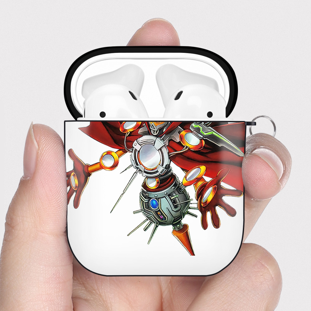 （画像用） 遊☆戯☆王 Yu-Gi-Oh! AirPods 第2世代保護ケース ハードシェル ブラック 耐衝撃・防指紋・カラビナ付き