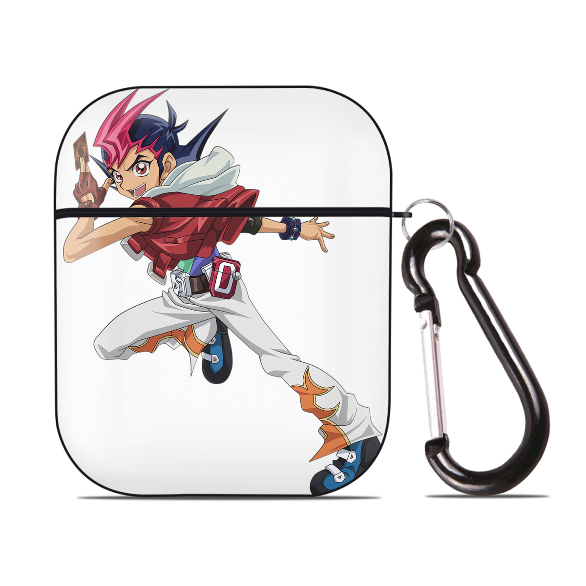 （画像用） 遊☆戯☆王 Yu-Gi-Oh! AirPods 第2世代保護ケース ハードシェル ブラック 耐衝撃・防指紋・カラビナ付き