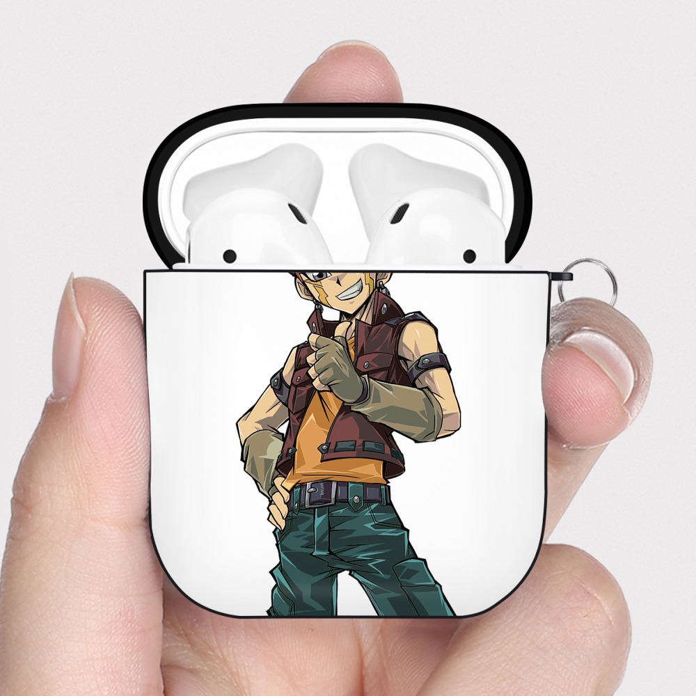 （画像用） 遊☆戯☆王 Yu-Gi-Oh! AirPods 第2世代保護ケース ハードシェル ブラック 耐衝撃・防指紋・カラビナ付き