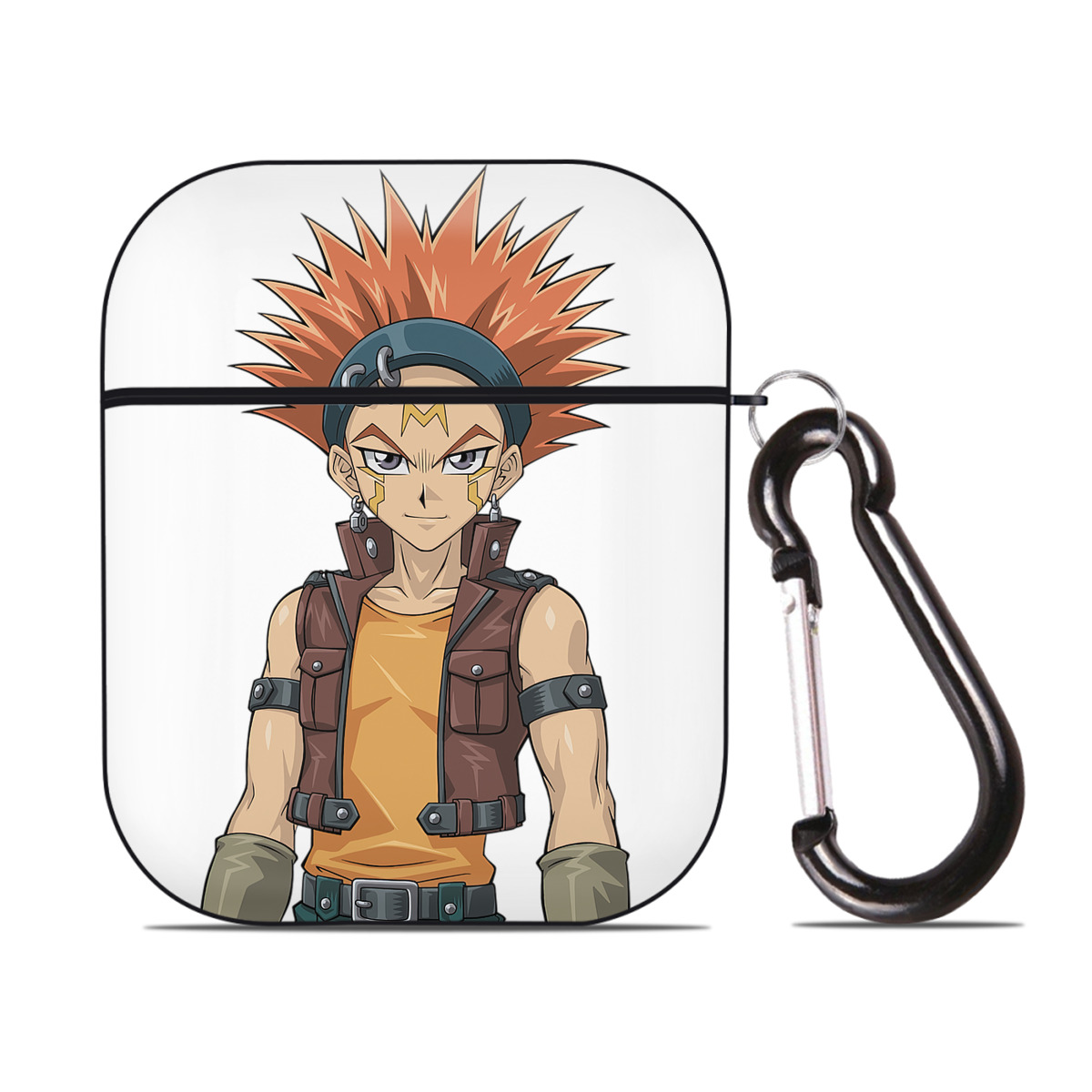 （画像用） 遊☆戯☆王 Yu-Gi-Oh! AirPods 第2世代保護ケース ハードシェル ブラック 耐衝撃・防指紋・カラビナ付き