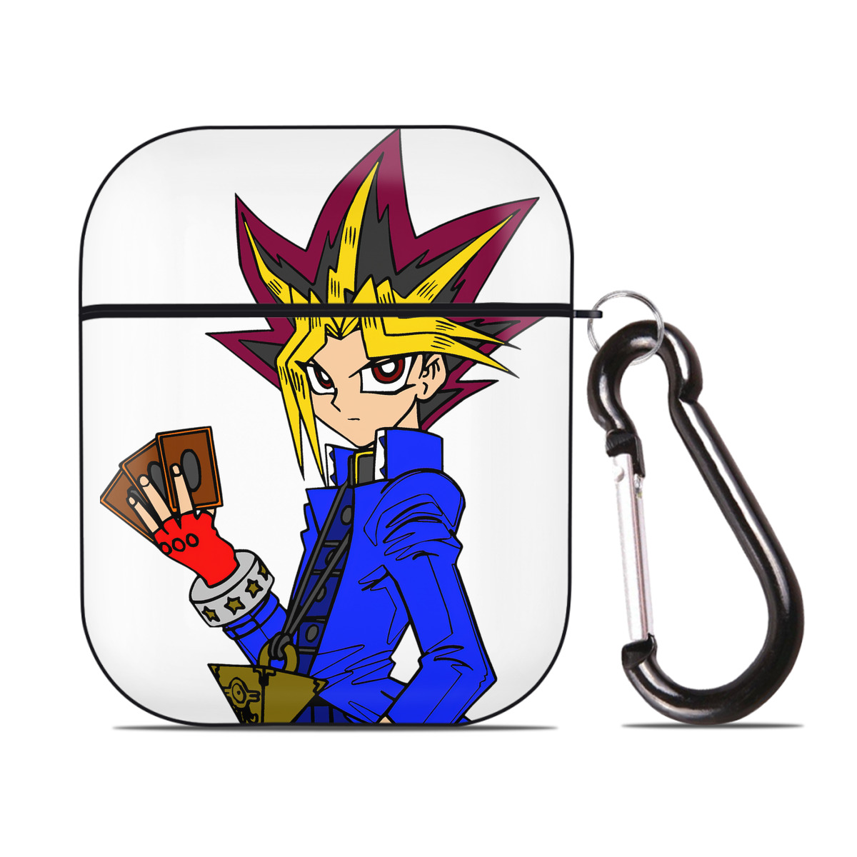 （画像用） 遊☆戯☆王 Yu-Gi-Oh! AirPods 第2世代保護ケース ハードシェル ブラック 耐衝撃・防指紋・カラビナ付き
