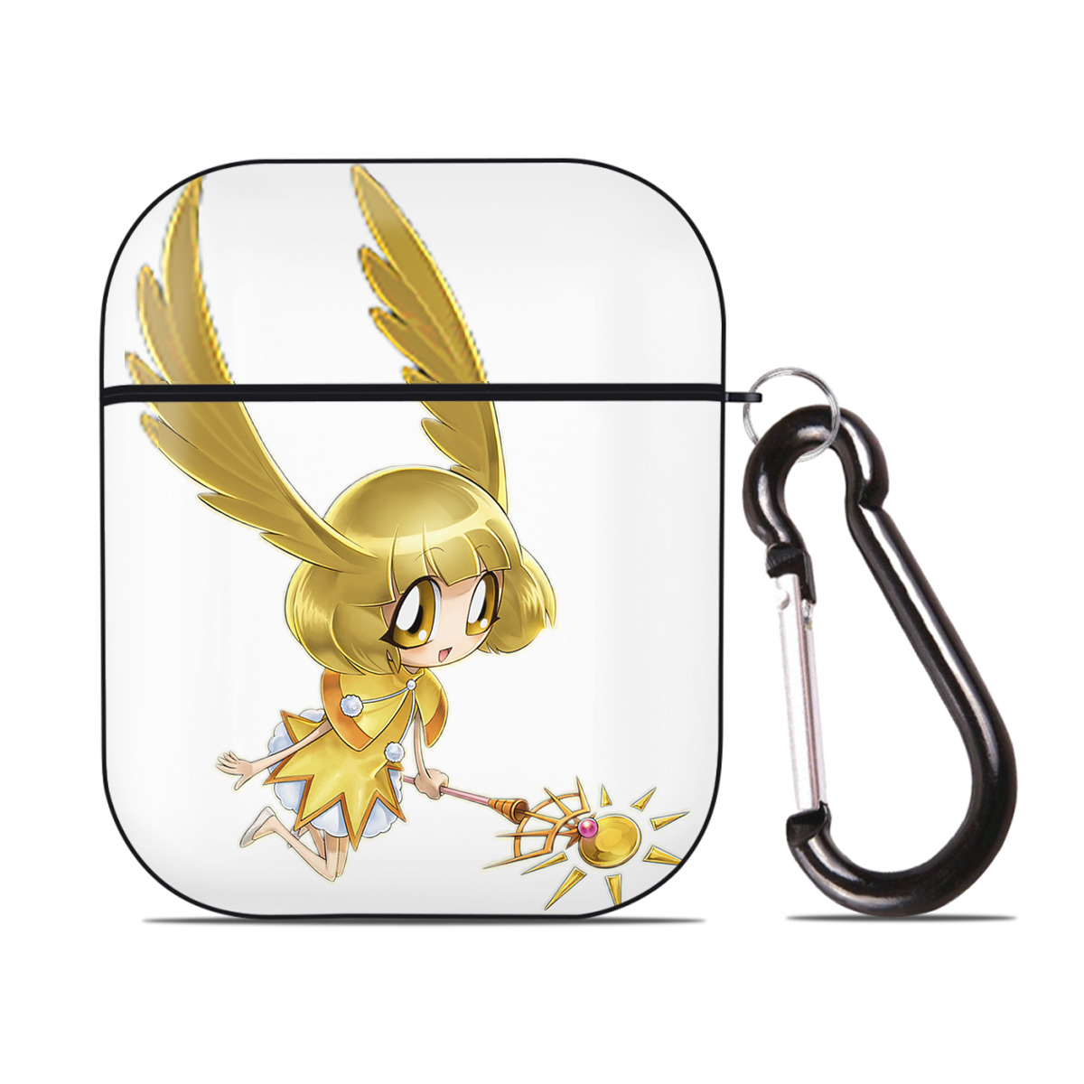 （画像用） 遊☆戯☆王 Yu-Gi-Oh! AirPods 第2世代保護ケース ハードシェル ブラック 耐衝撃・防指紋・カラビナ付き