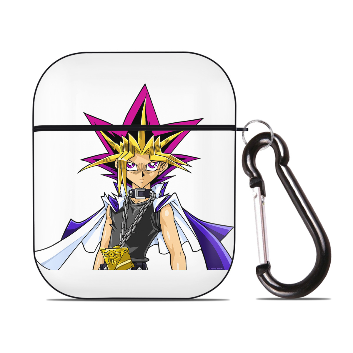 （画像用） 遊☆戯☆王 Yu-Gi-Oh! AirPods 第2世代保護ケース ハードシェル ブラック 耐衝撃・防指紋・カラビナ付き