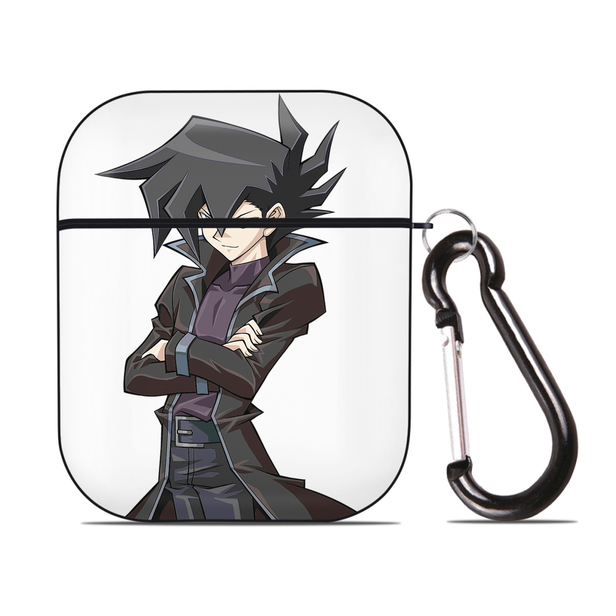 （画像用） 遊☆戯☆王 Yu-Gi-Oh! AirPods 第2世代保護ケース ハードシェル ブラック 耐衝撃・防指紋・カラビナ付き