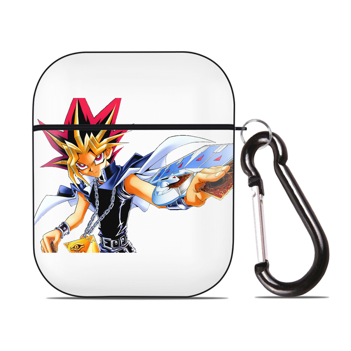 （画像用） 遊☆戯☆王 Yu-Gi-Oh! AirPods 第2世代保護ケース ハードシェル ブラック 耐衝撃・防指紋・カラビナ付き