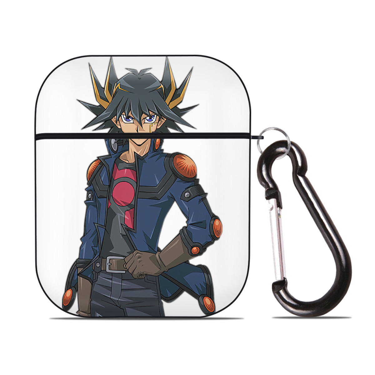 （画像用） 遊☆戯☆王 Yu-Gi-Oh! AirPods 第2世代保護ケース ハードシェル ブラック 耐衝撃・防指紋・カラビナ付き