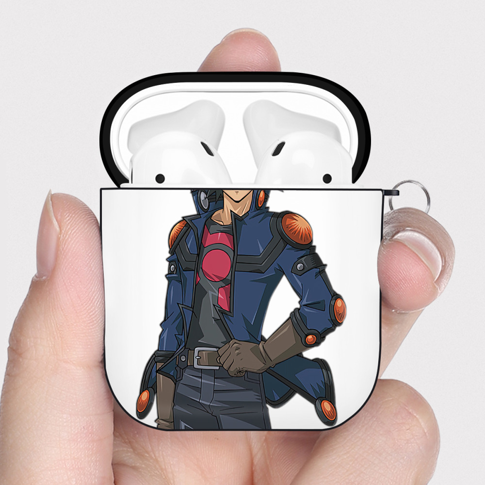 （画像用） 遊☆戯☆王 Yu-Gi-Oh! AirPods 第2世代保護ケース ハードシェル ブラック 耐衝撃・防指紋・カラビナ付き