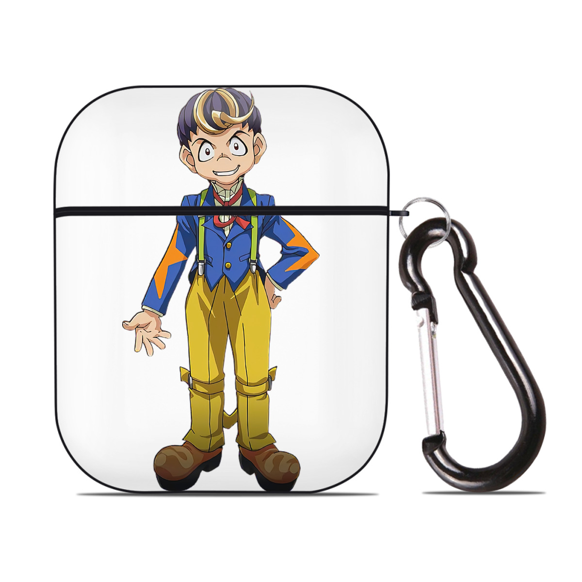 （画像用） 遊☆戯☆王 Yu-Gi-Oh! AirPods 第2世代保護ケース ハードシェル ブラック 耐衝撃・防指紋・カラビナ付き