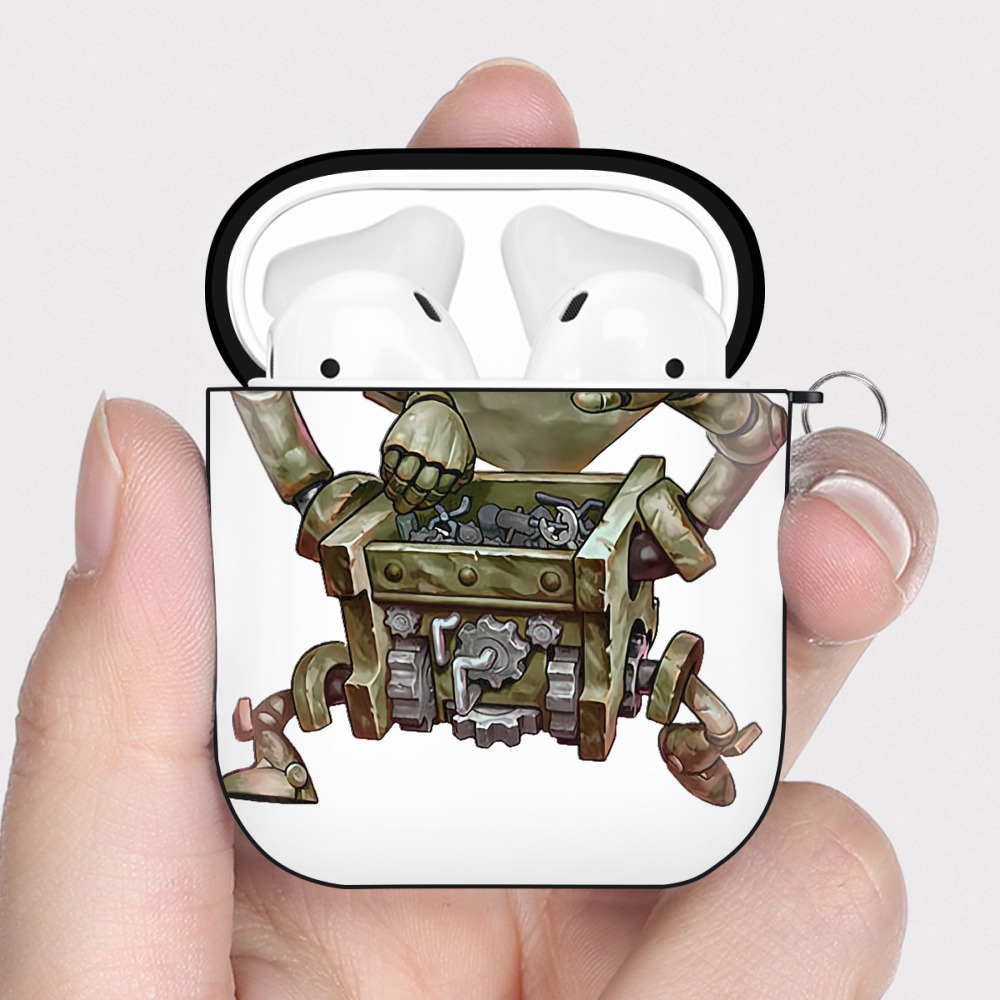 （画像用） 遊☆戯☆王 Yu-Gi-Oh! AirPods 第2世代保護ケース ハードシェル ブラック 耐衝撃・防指紋・カラビナ付き