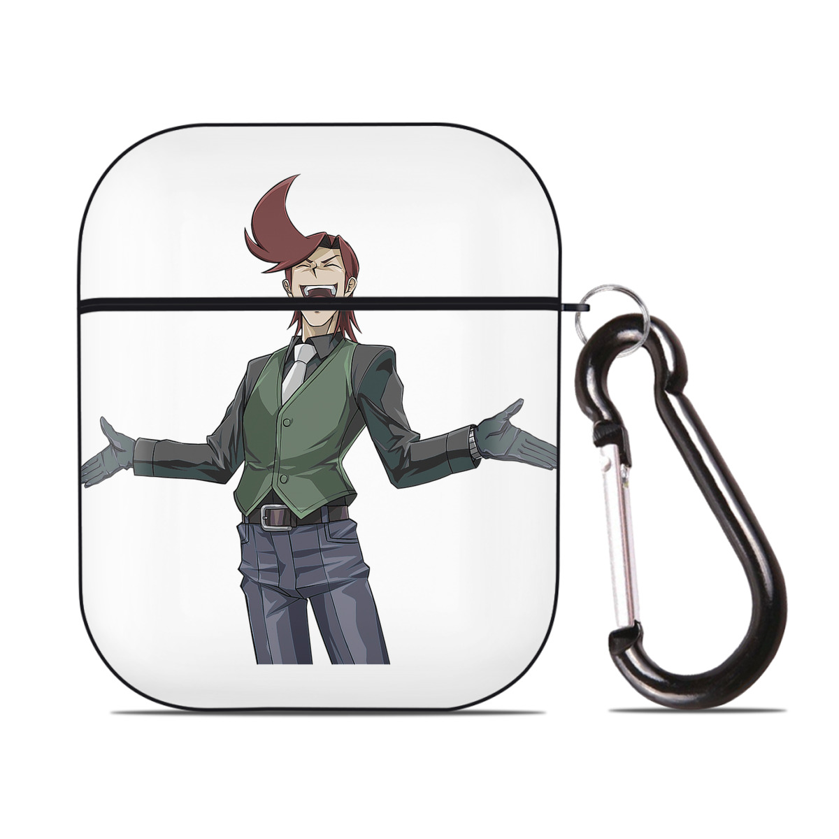 （画像用） 遊☆戯☆王 Yu-Gi-Oh! AirPods 第2世代保護ケース ハードシェル ブラック 耐衝撃・防指紋・カラビナ付き