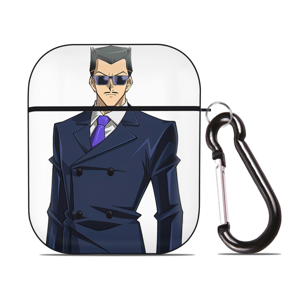 （画像用） 遊☆戯☆王 Yu-Gi-Oh! AirPods 第2世代保護ケース ハードシェル ブラック 耐衝撃・防指紋・カラビナ付き