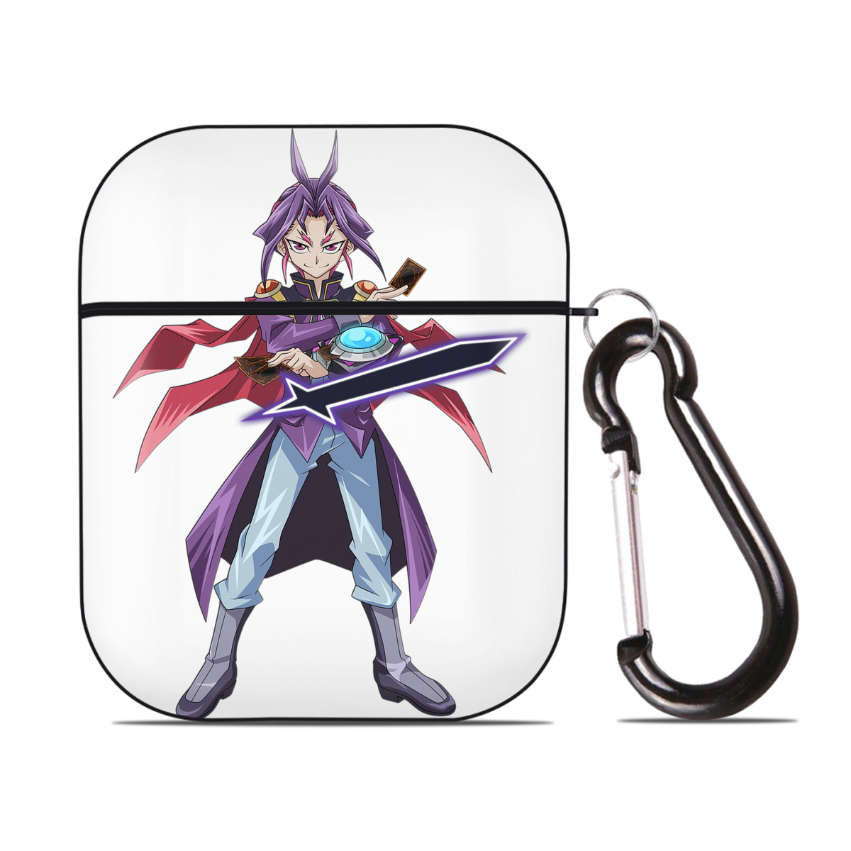 （画像用） 遊☆戯☆王 Yu-Gi-Oh! AirPods 第2世代保護ケース ハードシェル ブラック 耐衝撃・防指紋・カラビナ付き