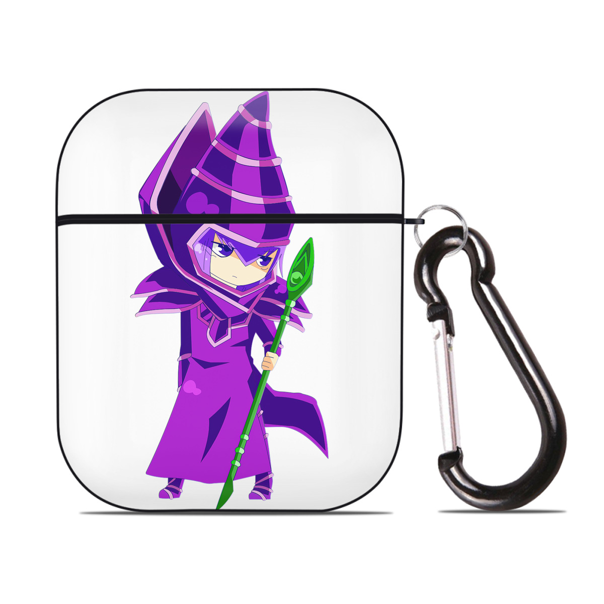 （画像用） 遊☆戯☆王 Yu-Gi-Oh! AirPods 第2世代保護ケース ハードシェル ブラック 耐衝撃・防指紋・カラビナ付き