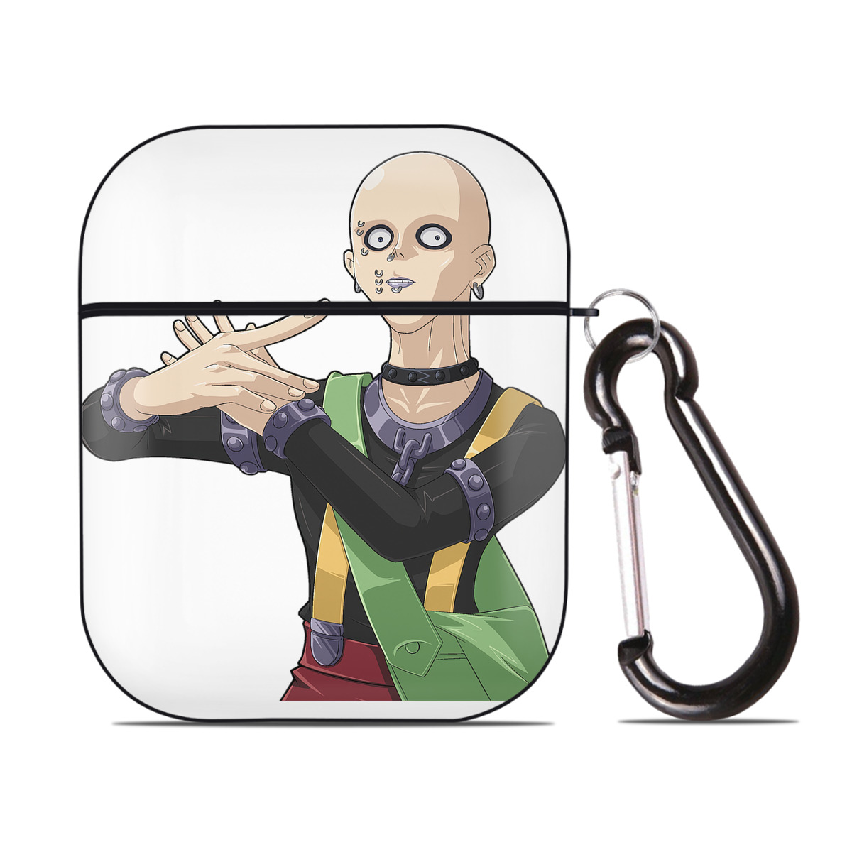 （画像用） 遊☆戯☆王 Yu-Gi-Oh! AirPods 第2世代保護ケース ハードシェル ブラック 耐衝撃・防指紋・カラビナ付き