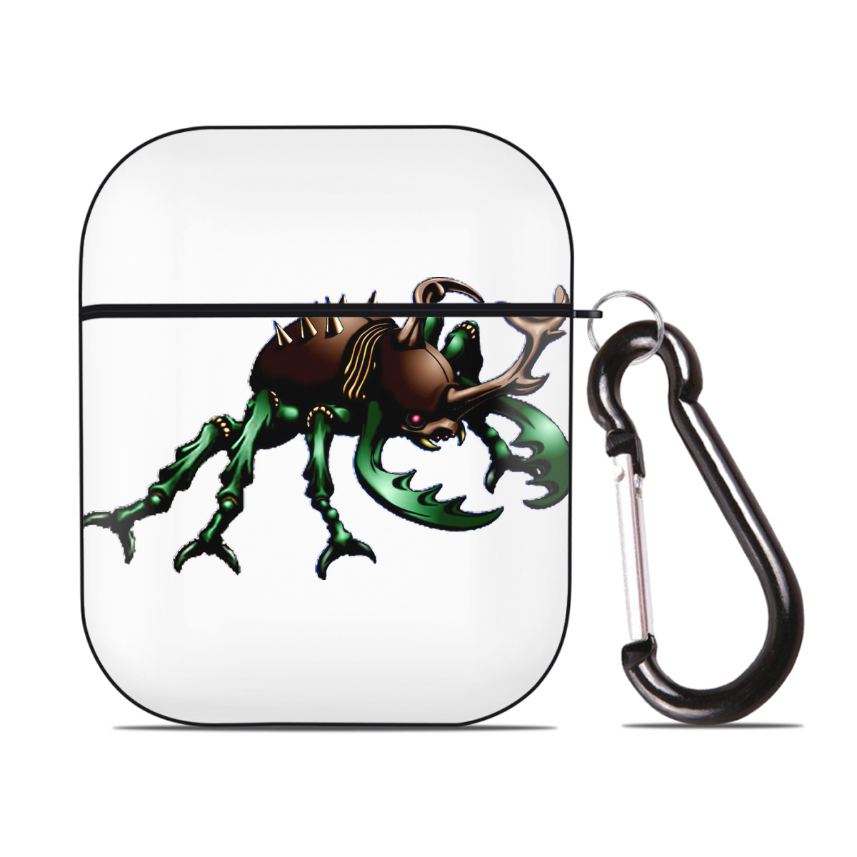（画像用） 遊☆戯☆王 Yu-Gi-Oh! AirPods 第2世代保護ケース ハードシェル ブラック 耐衝撃・防指紋・カラビナ付き