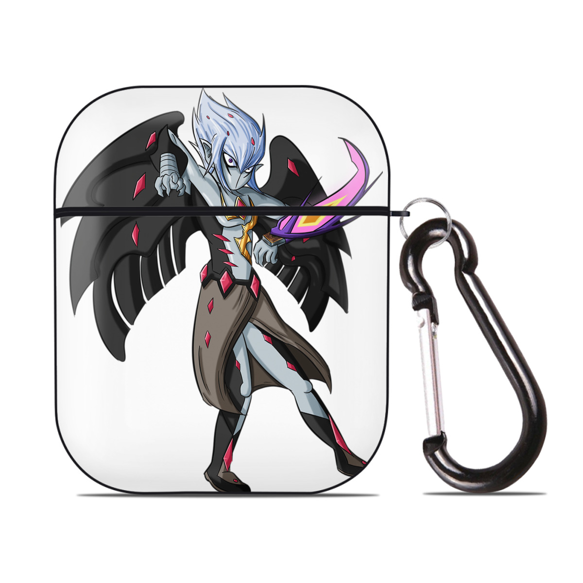 （画像用） 遊☆戯☆王 Yu-Gi-Oh! AirPods 第2世代保護ケース ハードシェル ブラック 耐衝撃・防指紋・カラビナ付き