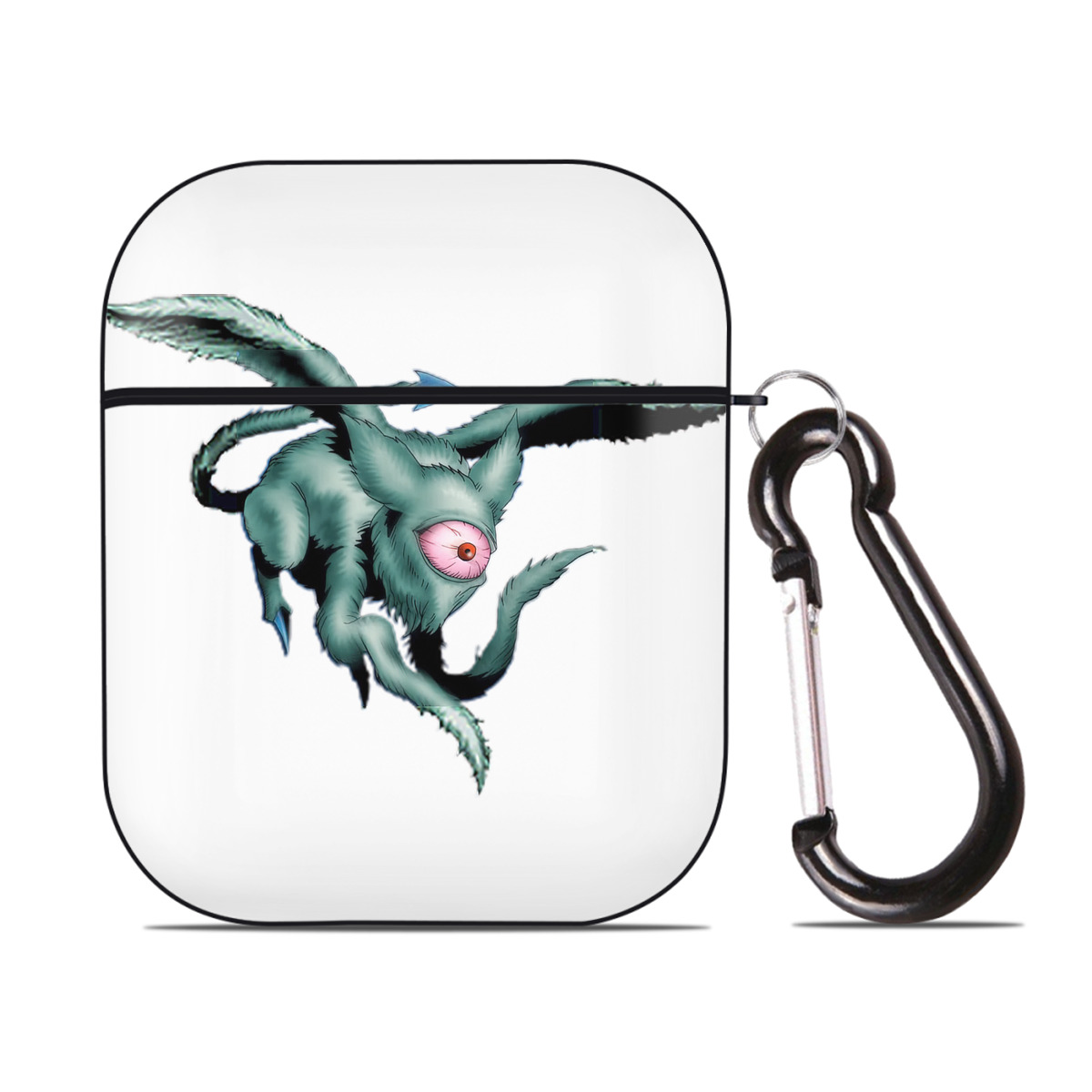 （画像用） 遊☆戯☆王 Yu-Gi-Oh! AirPods 第2世代保護ケース ハードシェル ブラック 耐衝撃・防指紋・カラビナ付き