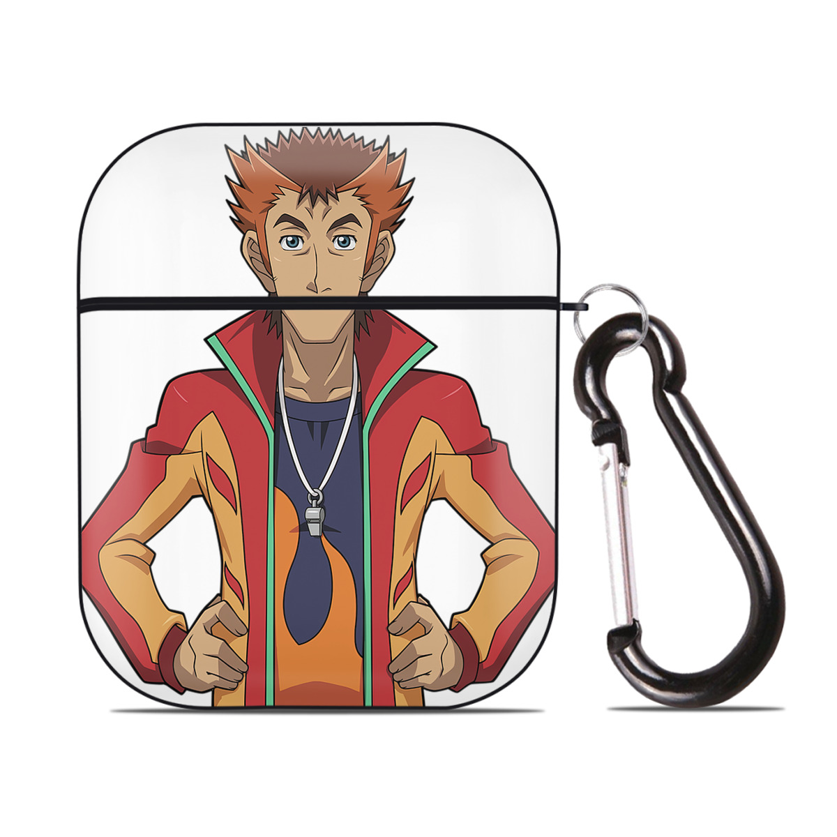 （画像用） 遊☆戯☆王 Yu-Gi-Oh! AirPods 第2世代保護ケース ハードシェル ブラック 耐衝撃・防指紋・カラビナ付き