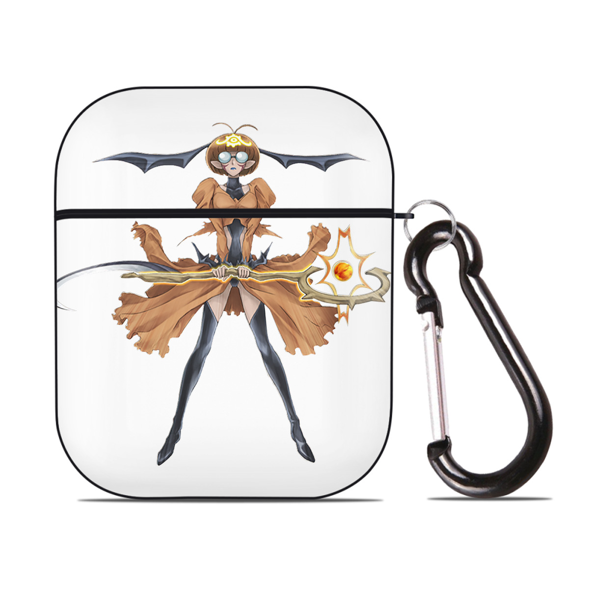 （画像用） 遊☆戯☆王 Yu-Gi-Oh! AirPods 第2世代保護ケース ハードシェル ブラック 耐衝撃・防指紋・カラビナ付き