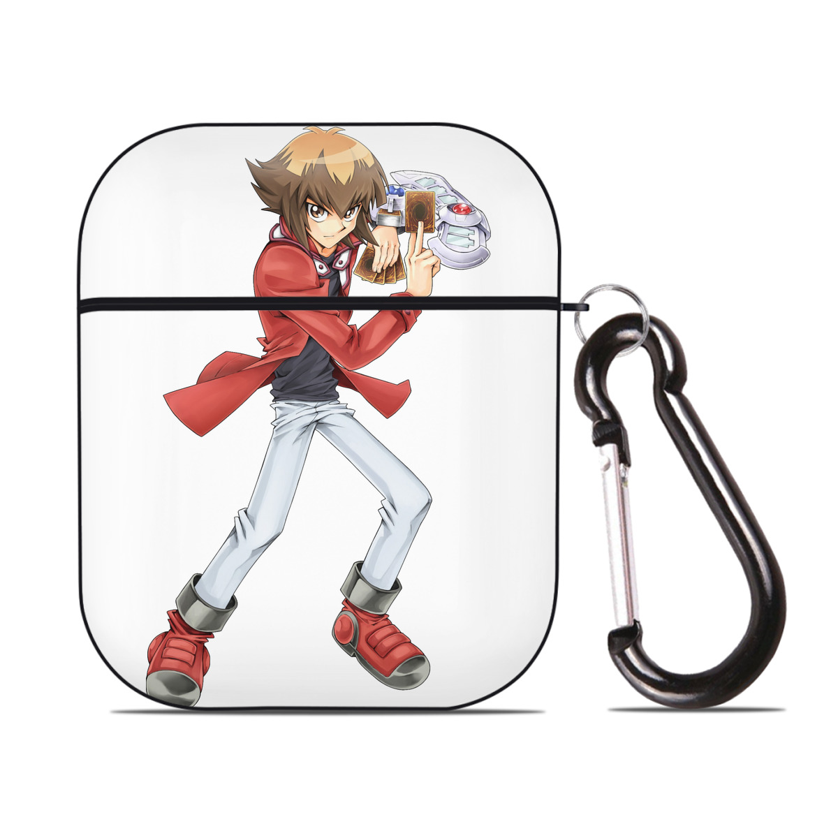 （画像用） 遊☆戯☆王 Yu-Gi-Oh! AirPods 第2世代保護ケース ハードシェル ブラック 耐衝撃・防指紋・カラビナ付き