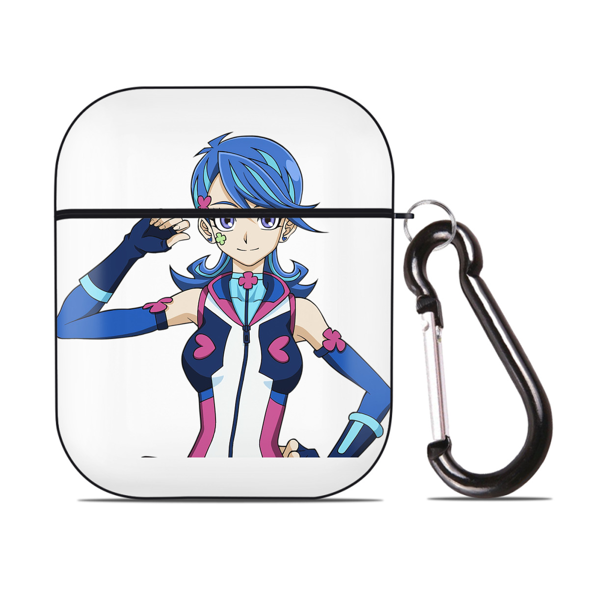 （画像用） 遊☆戯☆王 Yu-Gi-Oh! AirPods 第2世代保護ケース ハードシェル ブラック 耐衝撃・防指紋・カラビナ付き