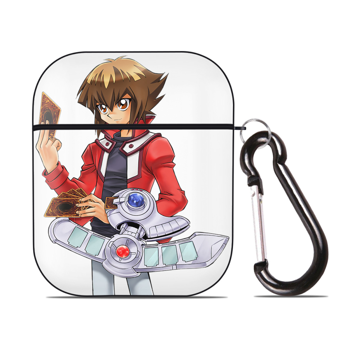 （画像用） 遊☆戯☆王 Yu-Gi-Oh! AirPods 第2世代保護ケース ハードシェル ブラック 耐衝撃・防指紋・カラビナ付き