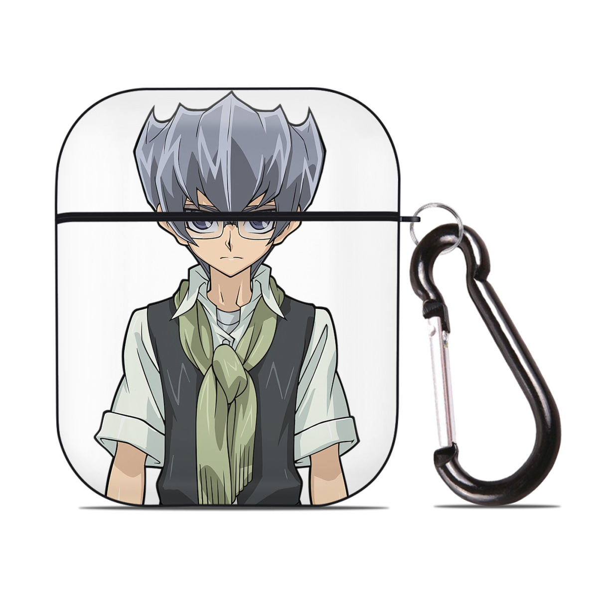 （画像用） 遊☆戯☆王 Yu-Gi-Oh! AirPods 第2世代保護ケース ハードシェル ブラック 耐衝撃・防指紋・カラビナ付き