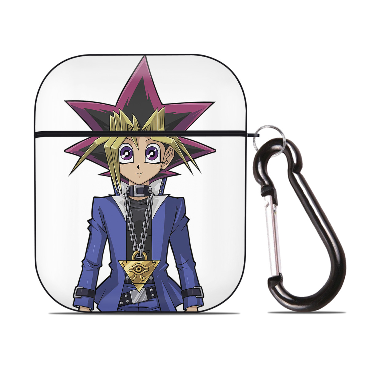 （画像用） 遊☆戯☆王 Yu-Gi-Oh! AirPods 第2世代保護ケース ハードシェル ブラック 耐衝撃・防指紋・カラビナ付き