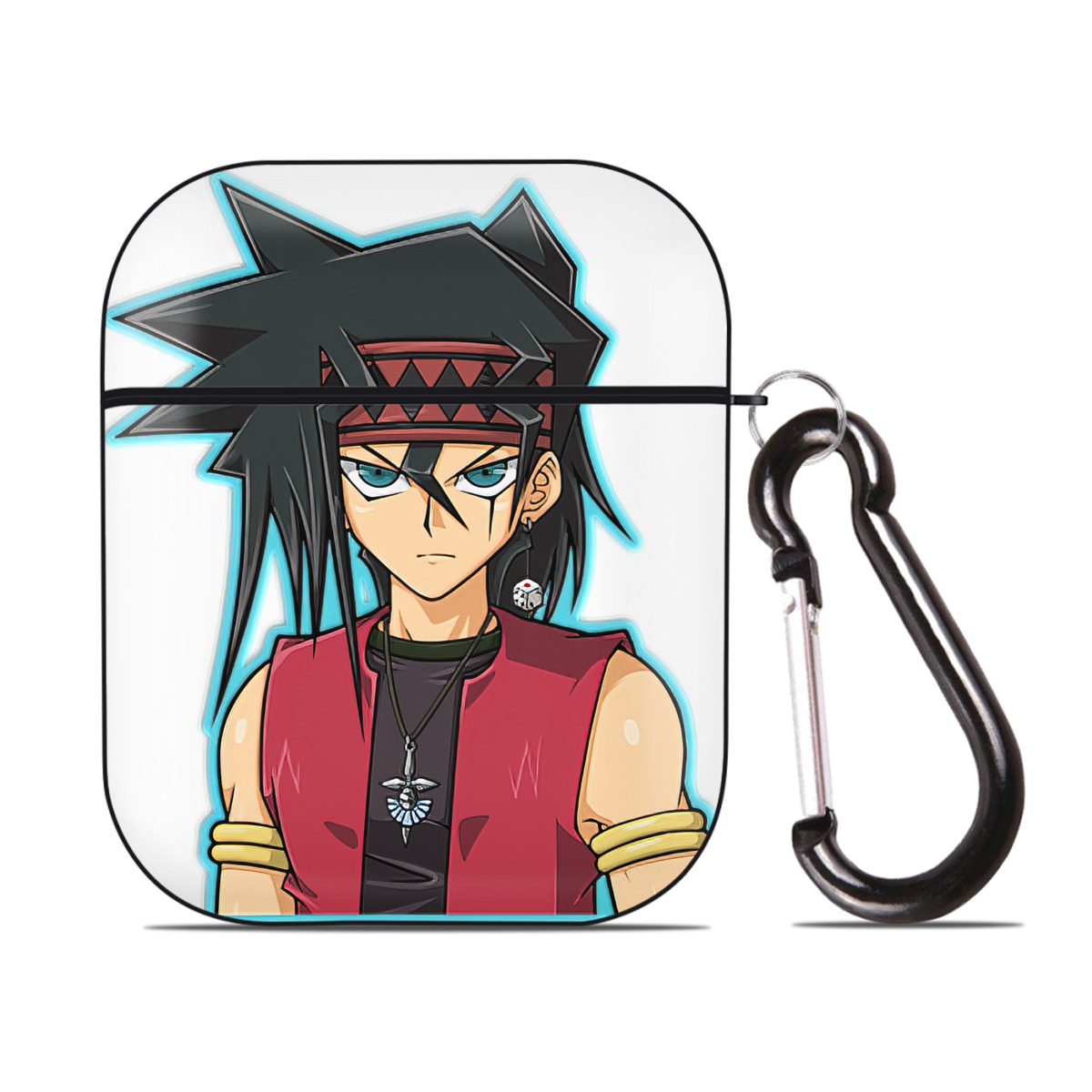 （画像用） 遊☆戯☆王 Yu-Gi-Oh! AirPods 第2世代保護ケース ハードシェル ブラック 耐衝撃・防指紋・カラビナ付き